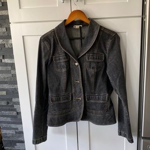 Ann Taylor Loft black fitted jean jacket
